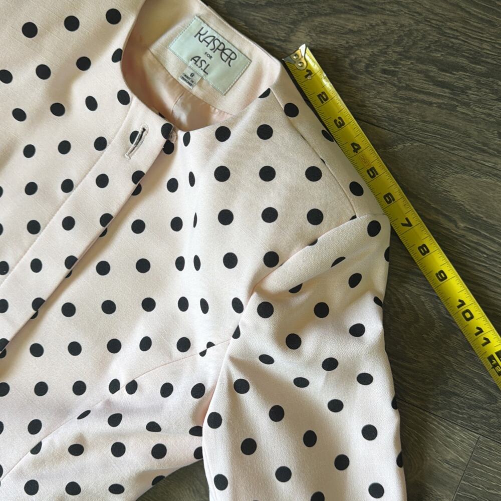 Vintage Kasper ASL Polka Dot Skirt Suit Sz 8 Blush Pink Black Barbiecore 90’s - Picture 11 of 16